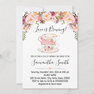 L'amour brasse thé nuptiale douche rose invitation