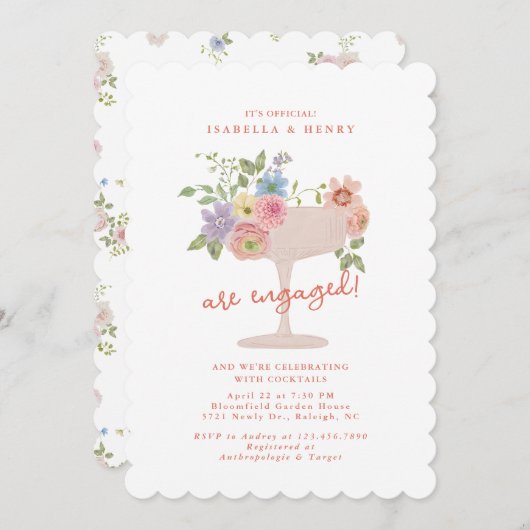 L'amour dans Bloom Floral invitation à la fête d'e (Devant / Derrière)