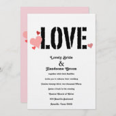 L'AMOUR dans un Faire-part de mariage à deux faces (Devant / Derrière)