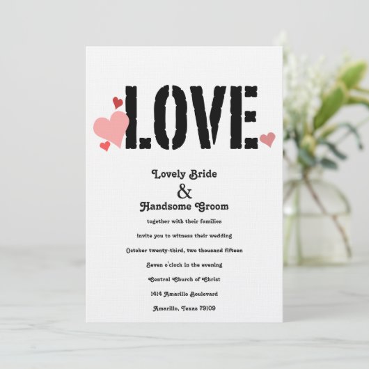 L'AMOUR dans un Faire-part de mariage à deux faces (Debout devant)