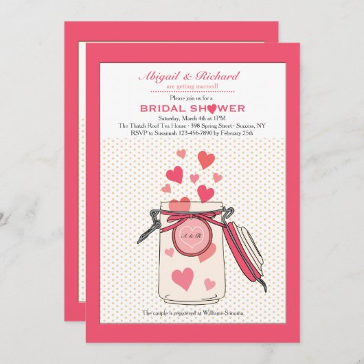 L'Amour Dans Une Invitation À La Douche De Jar (Devant / Derrière)