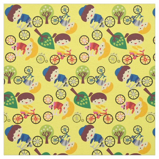 L'amour d'enfants va à vélo le tissu (Échantillon)