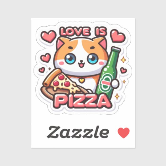 l'amour du chat est un autocollant à pizza (Feuille)