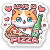 l'amour du chat est un autocollant à pizza (Recto)