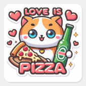l'amour du chat est un autocollant à pizza (Devant)