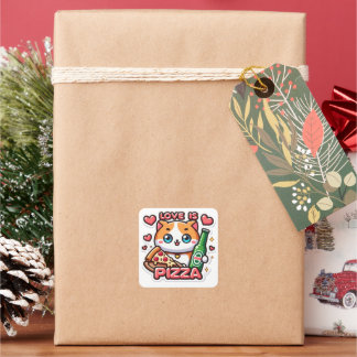 l'amour du chat est un autocollant à pizza