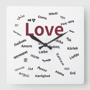L'amour en plusieurs langues – Horloge murale mult
