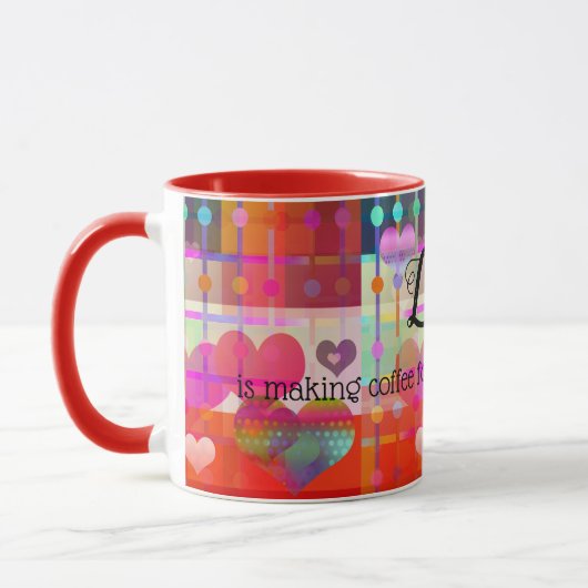 L'amour est... Coeurs colorés Mug (Gauche)