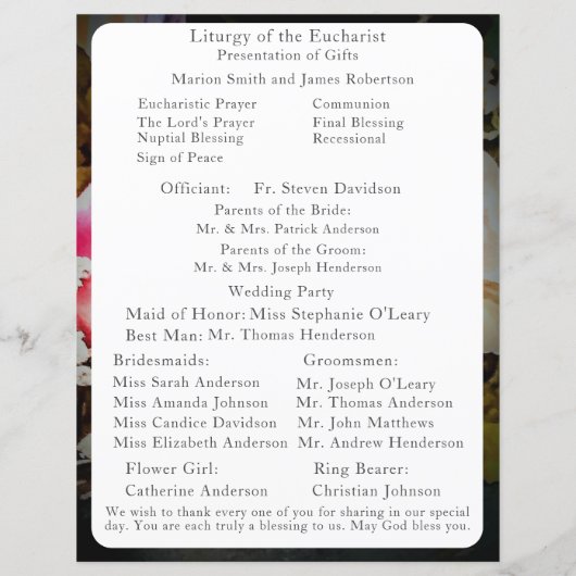 L'amour est dans le programme de mariage nuptial e (Dos)