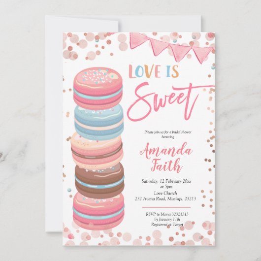 L'amour est douce Macaron nuptiale invitation (Devant)