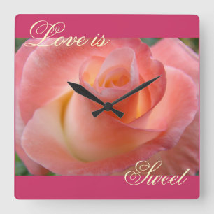 L'amour est doux cadeaux Horloges murales roses Ro