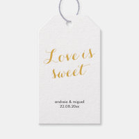L'amour est doux Étiquette de cadeau de mariage Or