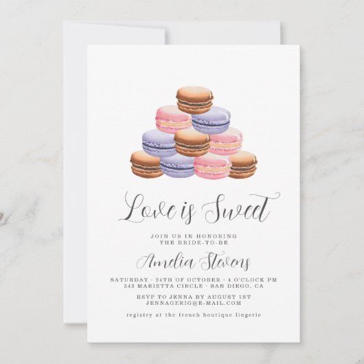 L'amour est doux (Macaron) | Invitation de douche  (Devant)