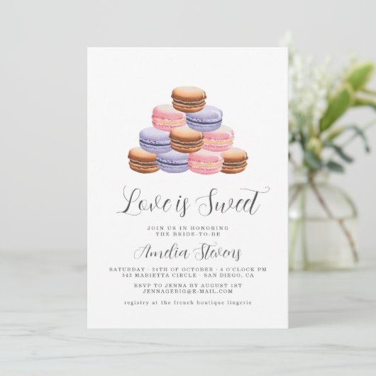 L'amour est doux (Macaron) | Invitation de douche  (Debout devant)