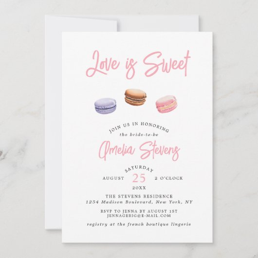 L'amour est doux (Macaron) | Invitation de douche  (Devant)
