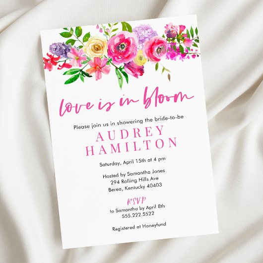 L'Amour Est En Fleur Floral Invitations De Douche 