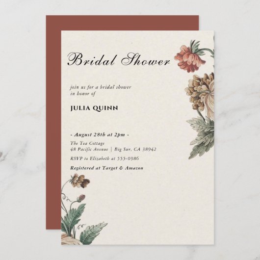 l'amour est en fleur nuptiale invitations de douch (Devant / Derrière)