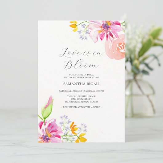 L'amour est en fleur nuptiale Invitations de douch (Debout devant)