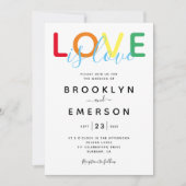 L'amour est l'amour Rainbow Gay Faire-part de mari (Devant)