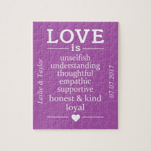 L'amour est… les noms, la date et le puzzle faits (Vertical)