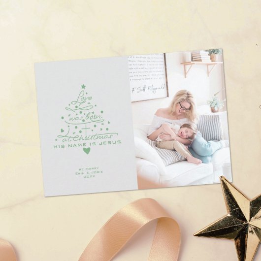 L'Amour Est Né Arbre Carte de Noël