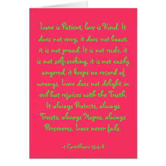 L'amour est patient, amour est aimable. Il n'envie