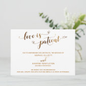 L'amour est Patient Carte de Mariage Reporté en Or (Debout devant)