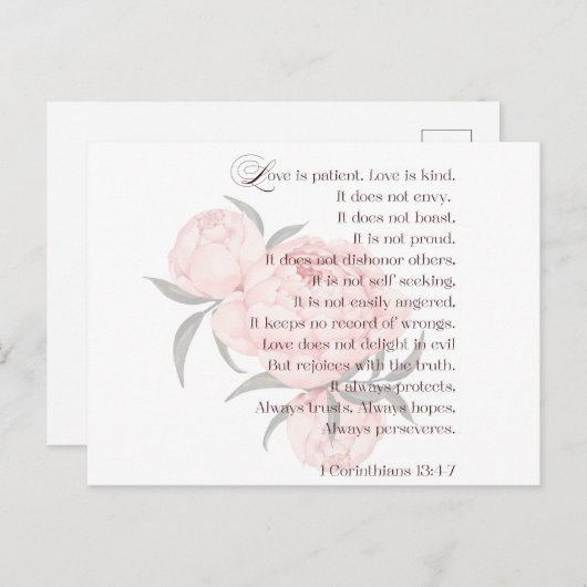 L'amour est patient - Ecriture Mariage Carte posta (Devant / Derrière)