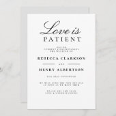 L'amour est patient Faire-part de mariage noir et (Devant / Derrière)