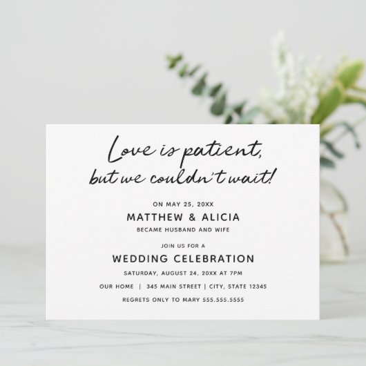 L'amour est patient Mariage Faire-part Réception (Debout devant)