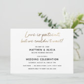 L'amour est patient Mariage Faire-part Réception (Debout devant)