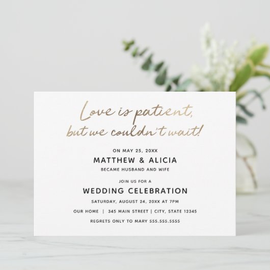 L'amour est patient Mariage Faire-part Réception (Debout devant)