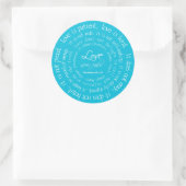 L'amour est Patient Sticker Mariage rond Aqua (Sac)