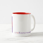 L'Amour Est Un Coeur Rouge Violet Deux Tons Mug (Devant droit)