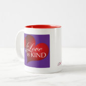 L'Amour Est Un Coeur Rouge Violet Deux Tons Mug (Devant gauche)