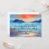 L'Amour Est Une Carte De Voeux D'Aquarelle Océaniq (Devant/Arrière en situation)