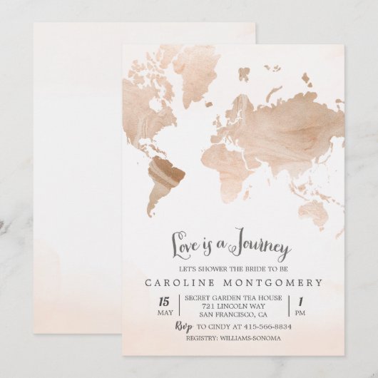 L'amour est une carte du voyage Invitation de la d (Devant / Derrière)