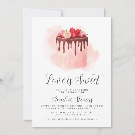 L'Amour Est Une Douche Mariale Douce Invitation (Devant)