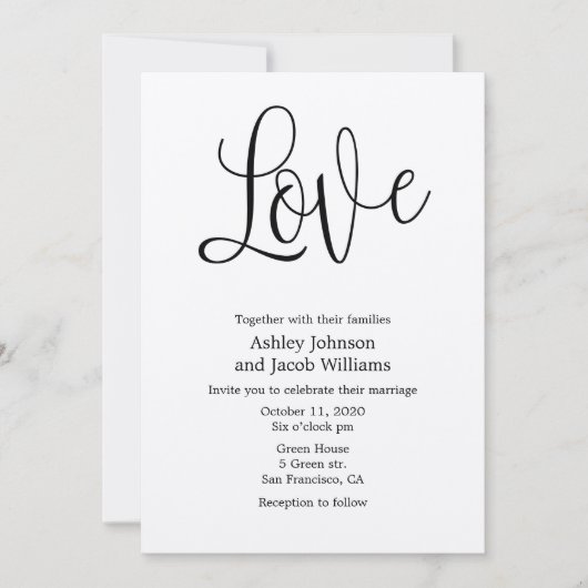 L'amour faire-part de mariage rustique. Invitation (Devant)
