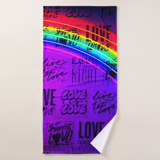 L'amour gagne Gay pride LBGQT Arc-en-ciel (Serviette de bain)