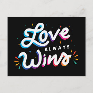L'amour gagne toujours la carte postale LGBTQIA