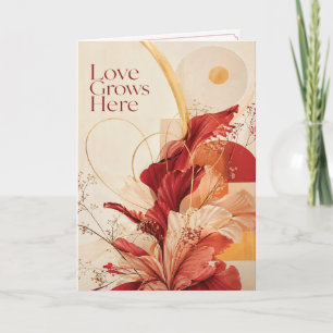 L'amour grandit ici Carte de vœux florale romantiq