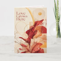 L'amour grandit ici Élégante carte de vœux florale