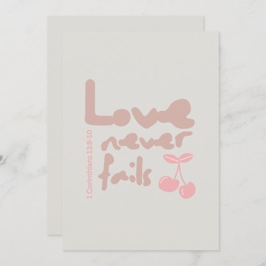 L'amour ne manque jamais Carte postale chrétienne (Devant / Derrière)