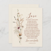 L'amour n'échoue jamais Bible Mariage Carte de fél (Devant / Derrière)