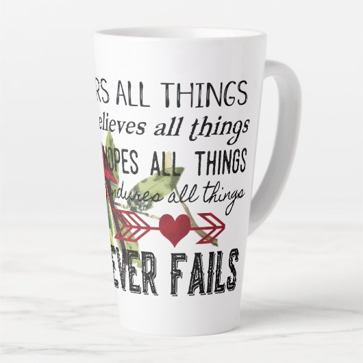 L'amour n'échoue jamais en latte Mug (Angle droit)