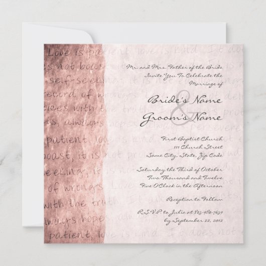 L'amour rose est une invitation au mariage vintage (Devant)