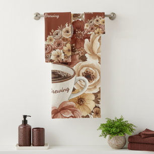 L'amour se prépare Tasse à café cœur floral marron