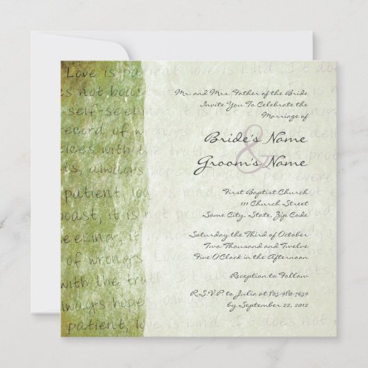 L'amour vert est une invitation au mariage vintage (Devant)