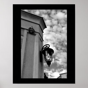Lamp op een troebele dag poster